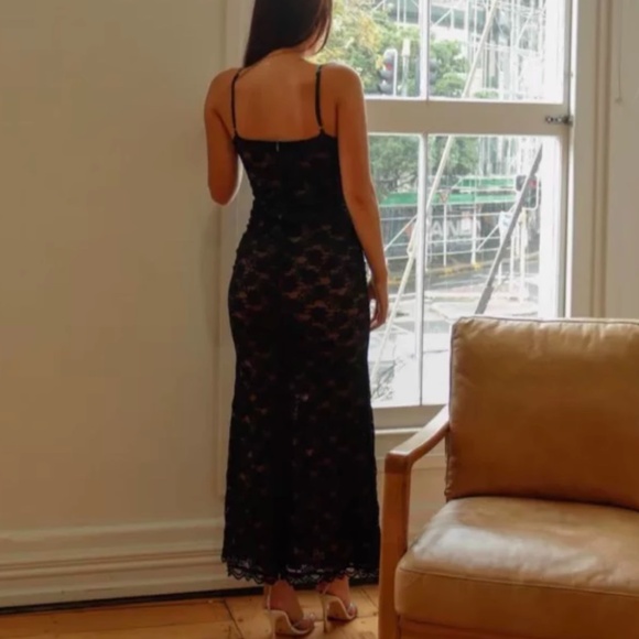 BEST MESHKI Joelle Lace Cupped Maxi Dress Gown Black Cocktail Party XXS/XS/Small - Picture 10 of 15